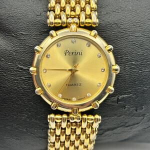 Perini Gold-tone Crystal Accents on Dial Women’s Quartz Watch New Battery